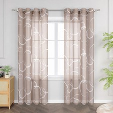 Gardinen Stores Kreis Bedruckt Vorhängeschal mit Ösen Leinen Vorhang Dekofenster