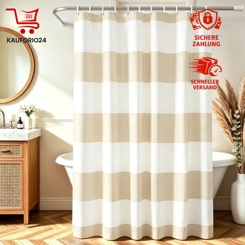 Duschvorhang beige streifen - duschvorhang,