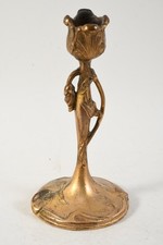 Q40W32- Antiker Jugendstil Kerzenleuchter aus Bronze um 1900