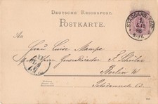 Postkarte Stargard in Pommern - Berlin 1888 5 Pfg Deutsche Reichspost Schüler