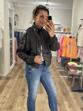 Kunst Lederjacke Braun Pilotenjacke Onesize bis Gr. 38/40 (J3) H