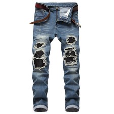 Men's Elastic Jeans Ripped