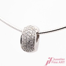 Kette mit Anhänger 585/14K Weißgold Diamanten Brillanten pave Halsreif 42 cm