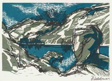 Otto Schlosser - Niolon an der Côte Bleue - Original GrafikHandsigniert 83