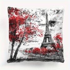 Kissenbezug Kissenhülle Dekokissen Paris Eiffelturm  Reißverschluss 45x45cm Neu