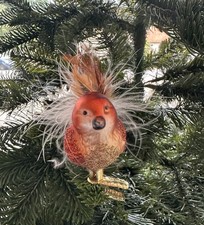 Inge Glas Baumanhänger Vogel Frecher Spatz 6,5 cm  (mundgeblasen und handbemalt)