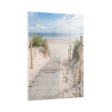 Wandbilder 50x70cm Glasbild Strand Düne Eintritt Klein Bilder Art Wanddeko
