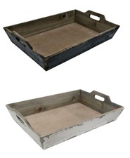 Tablett S3 Holztablett Serviertablett Holz Shabby Antik weiß / schwarz / rot