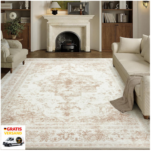 Retro teppich 240x300cm creme - teppich,