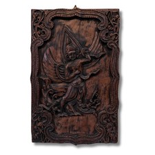 Teak Holz thailändisches Wandbild Tempelwächter Thailand alt AsienLifeStyle 