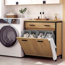 Badezimmerschrank Badschrank mit 2 faltbaren Wäschesäcken Wäscheschrank Badmöbel