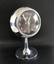 70er Jahre Vintage Tokyo Tokei Tischuhr Wecker Uhr Tulpenfuss Chrom Kugelwecker
