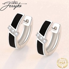 Damen Ohrringe Creole 925 Sterling Silber Zirkon Kreole Schmuck Frauen Geschenk