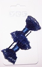 2x Haarklemmen Schleife -Blau, Schwarz- Gothic Haarklammer Haarspange SOLIDA