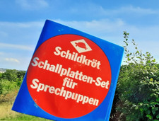 SCHILDKRÖT SCHALLPLATTEN SET FÜR SPRECH PUPPEN 3 PLATTEN 6 LIEDER DOLL VINTAGE