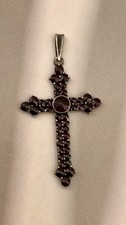 Vintage Granatschmuck Kreuz Anhänger Granat Steine Schmuck Kettenanhänger