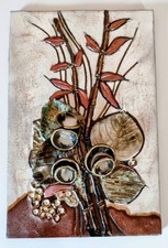 Florales Keramik Wand-Bild / Wanddekoration in 3D-Optik, Ruscha Art, Top Zustand