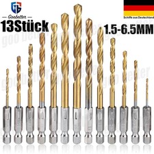13 Stück HSS Bohrer Set 1/4" Sechskantschaft Metallbohrer Spiral-bohrer Satz