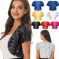 Damen Jacke Pailletten Bolero