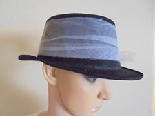 alter Damenhut , schwarz Filz mit Schleife, 50er jahre