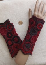 1 Paar Armstulpen,  Pulswärmer, Handstulpen,  handgestrickt, Patchwork