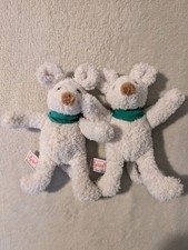 2 x Sigikid Persil Maus Stofftier Kuscheltier Weiß 20 cm grünes Halstuch Werbung