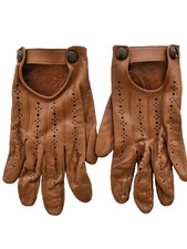 Damen Auto Handschuhe feines Ziegenleder Gr. 7,5,  cut out, rehbraun