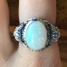 Natürlicher äthiopischer Opal Sterlingsilber Elefant Ring Größe 8