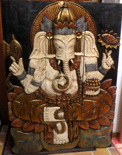 Ganesha holz relief teilig - holz, 3
