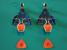 Vintage seltene Langlauf Ski-Bindung Aluminium * 75 mm nordic norm * blau