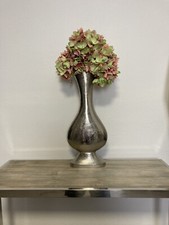Dekorative große Vase * vernickeltes Aluminium * silber * 45 cm * Florissima