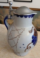 großer Weinkrug Girmscheid Keramik- Handarbeit- Ritzdekor + Salz glasiert -B445
