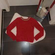 Neu Wollpullover rot glitzer S