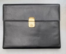 Dokumentenmappe Leder schwarz  Zahlenschloss mit 13 Klarsichthüllen Din A4