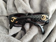  Coco Chanel Sonnenbrille Sunglasses mit schwarzen Rahmen shabby alt verzogen 
