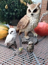 Konvolut Eulen 4 Stück Deko Figuren Harz /Kunststoff