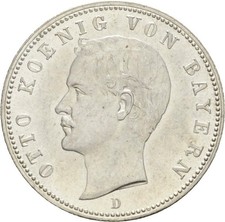 Bayern 2 Mark König Otto 1896 D Silber #1518 / Erhaltung !!!