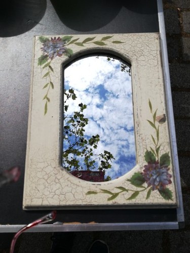 Spiegel mit blüten malerei - spiegel,