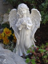 XL Grabengel  Engel Figur Grab Engel m Vogel ca 32cm Skulptur Deko Grabschmuck  