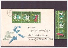 A45 "DDR 1974 Handball WM, 1 Brief in die BRD , 1x 3er Streifen mit MiNr. 1929 I