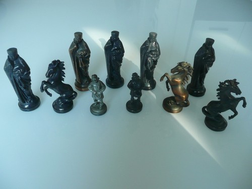 Metall schachfiguren konvolut - schachfiguren,