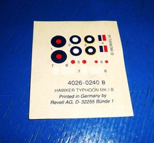 Decals für das Flugzeug WWII Hawker Typhoon MK. I B  in 1:144 von Revell 4026