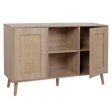 B-Ware Sideboard MCW-M42, Staufächer, Kubu Rattan Holz Melamin, Eiche-Optik
