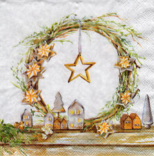 3 Cocktail Servietten ~ Weihnachten, Weihnachtskranz, Deko, Landhausstil ~ 25x25