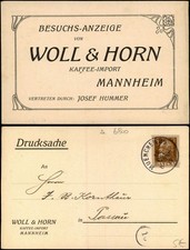 Ansichtskarte Mannheim Reklame & Werbung - WOLL & HORN KAFFEE-IMPORT 1918