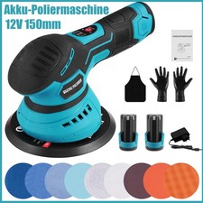 Exzenter Poliermaschine Akku Auto Polierer Poliergerät 150mm Politur+ 2xAkku Set