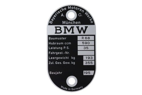 Typenschild für bmw r68 - typenschild,