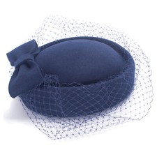 Damen 1920er Vintage Wollfilz Fascinator Pillbox Hut Baskenmütze Cocktail A606