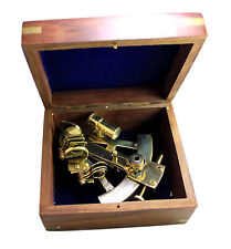 Antik Neu Marine Schön Sextant Maritim Messing Vintage mit Holzbox