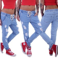 Boyfriend Jeans Chino Baggy Harem Hose Pumphose Haremshose Blau Baggypants H26